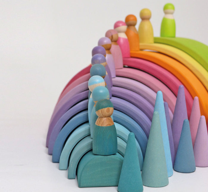 Regenbogenfreunde "Pastell" 12 Holzfiguren