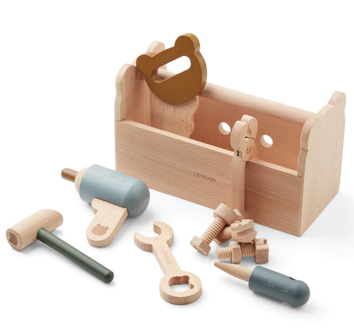 Werkzeugkiste "Luigi Blue Multi Mix" aus Holz